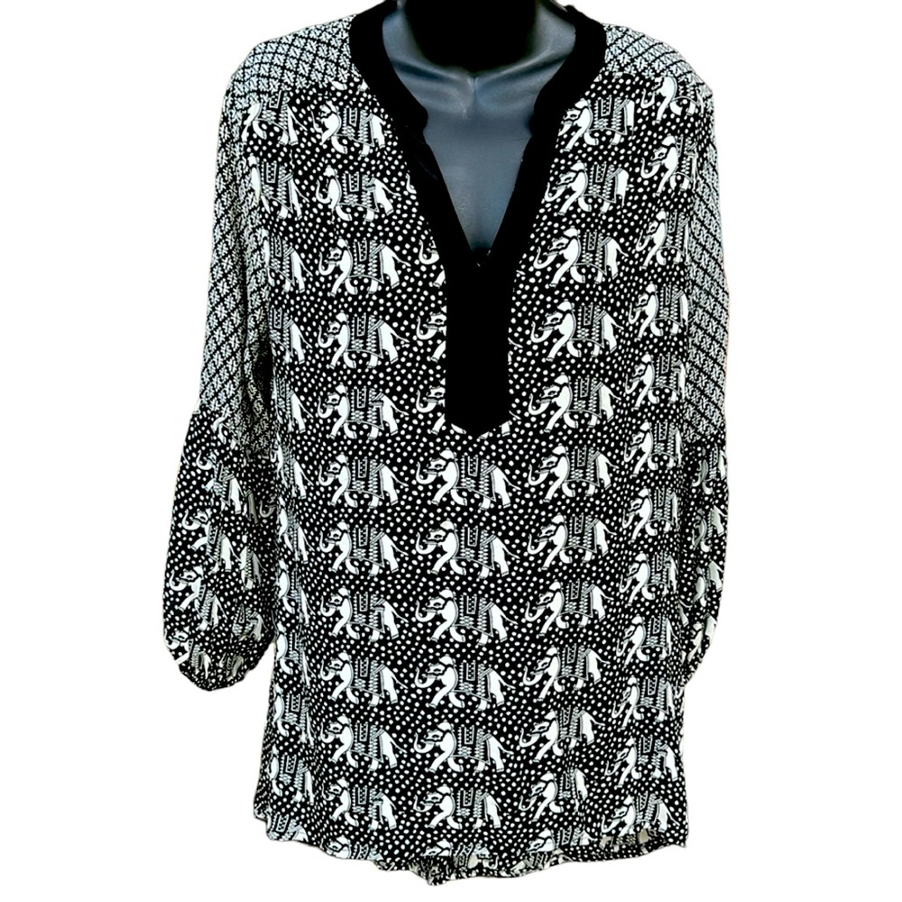 TOLANI black & white silk tunic, XS, EUC